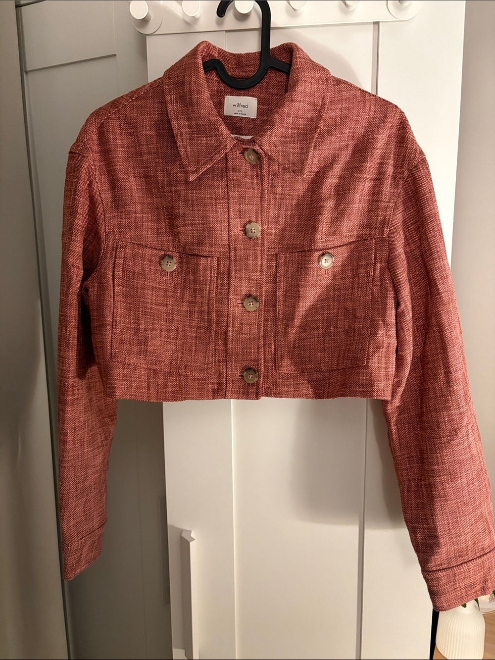 NWOT Wilfred Little Cropped Jacket in Red Tweed (XXS)